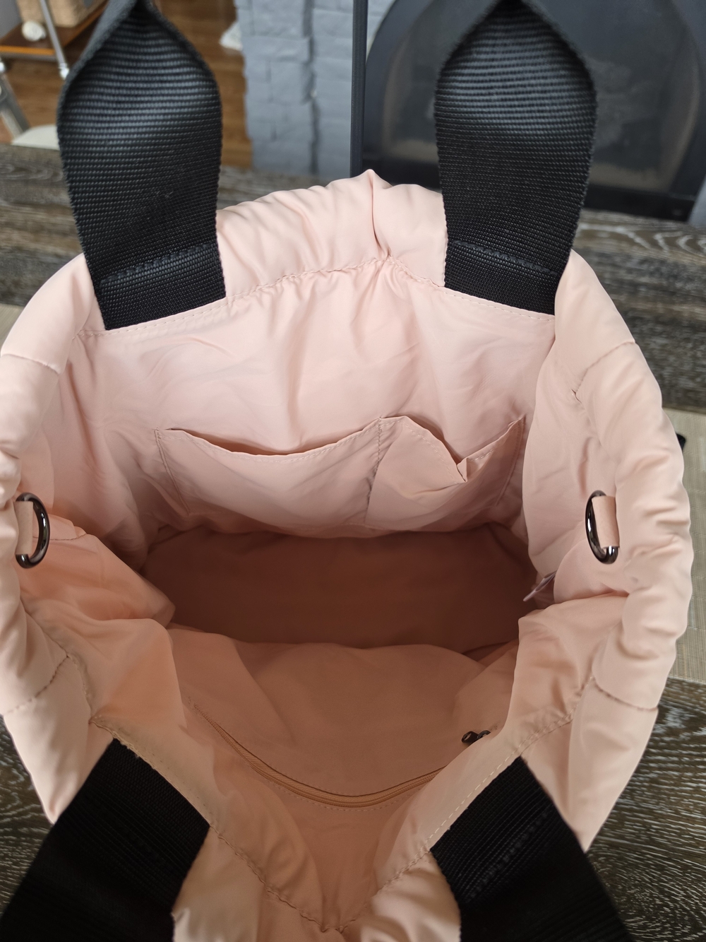 Quilted Puffer Tote Bag - Blush Pink - Picture 3 of 4